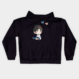 Surprised Neige LeBlanche Chibi with Birds Kids Hoodie